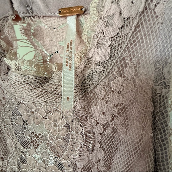 Free People Blush Lace Open Back Dress Boho Romantic Size 8 - Picture 4 of 4